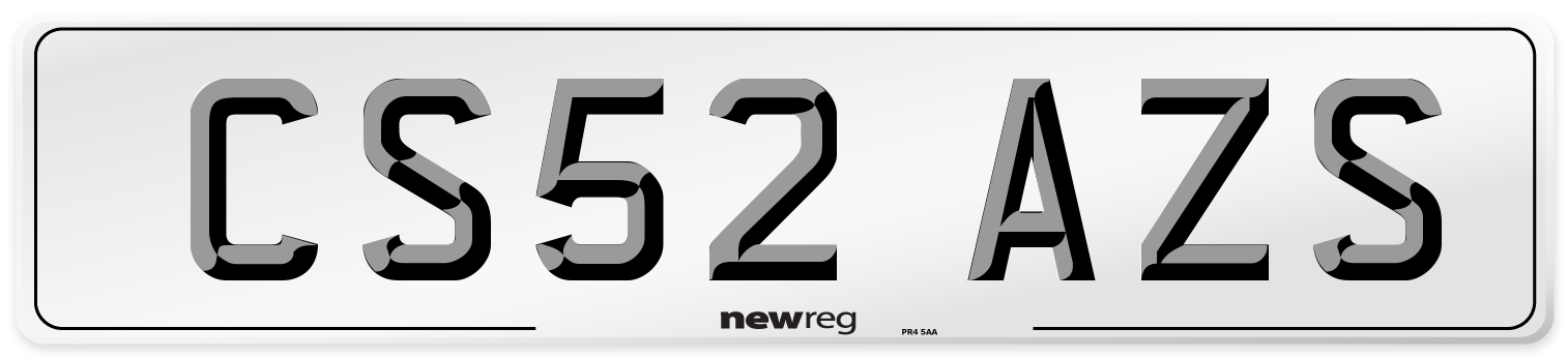 CS52 AZS Number Plate from New Reg